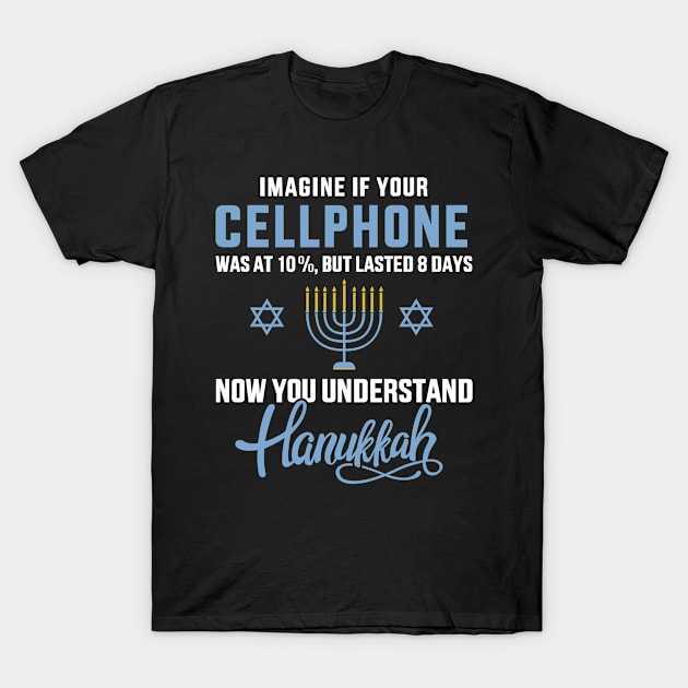 Funny cellphone 8 days understand jewish Hanukkah Chanukah T-Shirt by Designzz